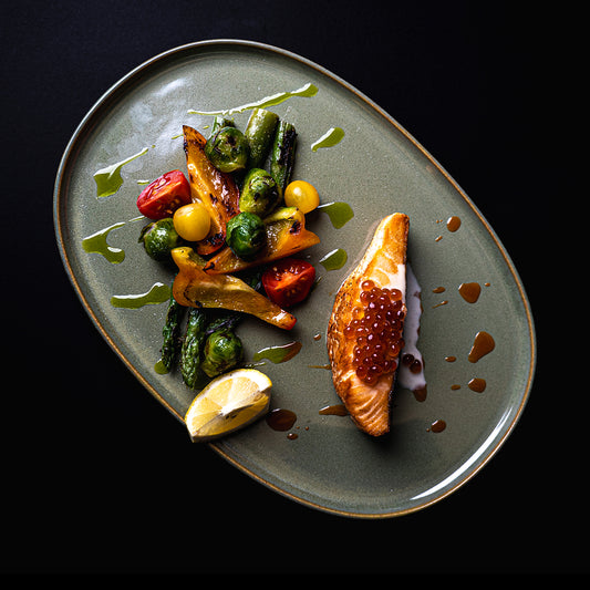 SALMON STEAK WITH VEGETABLES